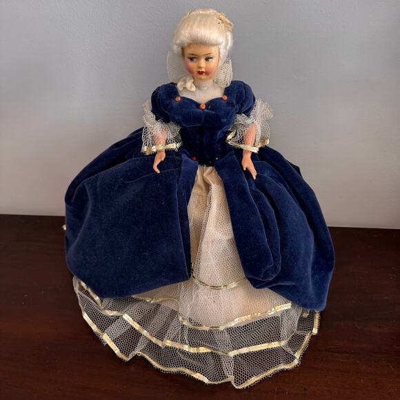 Antique Victorian Doll, Hand Painted Porcelain Face & Velvet Gown - Picture 8 of 10